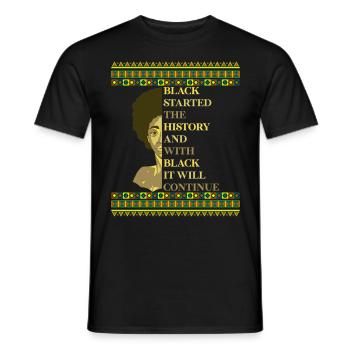 Black History a strong African woman - Men's T-Shirt - black - Front - AI Model Male 178 light (178cm)