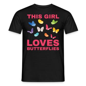 Cette fille aime les papillons - T-shirt homme - noir - Devant - AI Model Male 178 light (178cm)
