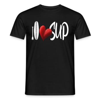 SUP Girl Stand Up Paddling Watersports - Men's T-Shirt - black - Front - AI Model Male 178 light (178cm)