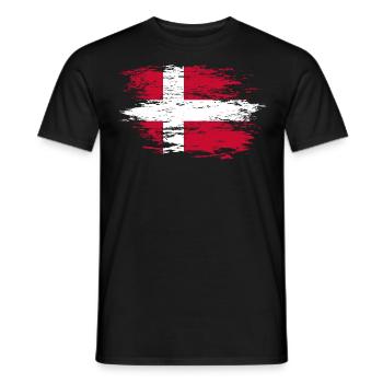 Drapeau du Danemark utilisé - T-shirt homme - noir - Devant - AI Model Male 178 light (178cm)