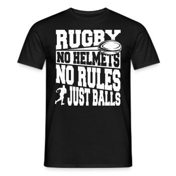 Rugby No Helmets No Rules Just Balls - Männer T-Shirt - Schwarz - Vorne - AI Model Male 178 light (178cm)