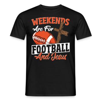 Weekends Are For Football and Jesus American - Men's T-Shirt - black - Front - AI Model Male 178 light (178cm)
