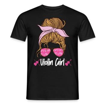Violin Violinist Girl Sunglasses - Men's T-Shirt - black - Front - AI Model Male 178 light (178cm)