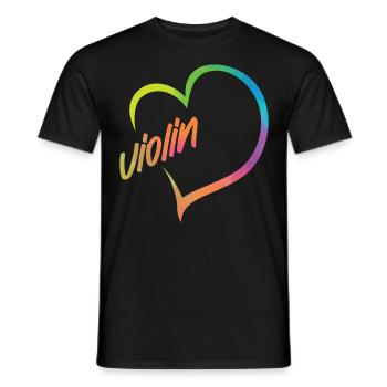Violin Violinist Heart Watercolor - Männer T-Shirt - Schwarz - Vorne - AI Model Male 178 light (178cm)