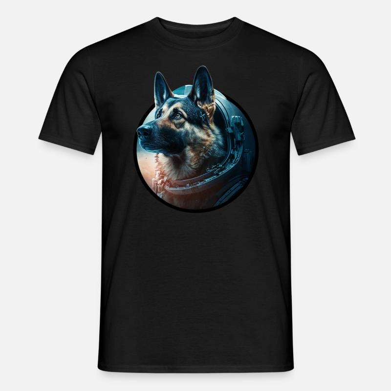 Schäferhund Astronaut - Männer T-Shirt - Schwarz