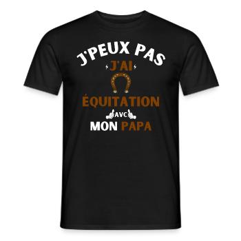 J'Peux Pas J'Ai équitation avec mon papa - T-shirt homme - noir - Devant - AI Model Male 178 light (178cm)