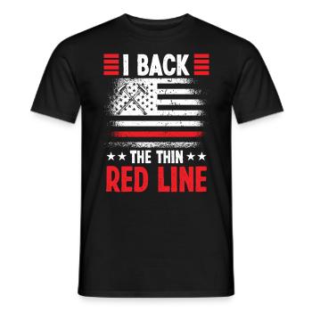 Firefighter Back Thin Red Line Fire Brigade - Men's T-Shirt - black - Front - AI Model Male 178 light (178cm)