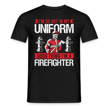 Pompier Bonne chose dans le service d’incendie des pompiers - T-shirt homme - noir - Devant - AI Model Male 178 light (178cm)