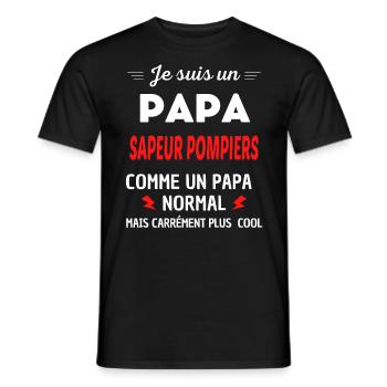 Je suis un PAPA SAPEUR POMPIERS - T-shirt homme - noir - Devant - AI Model Male 178 light (178cm)