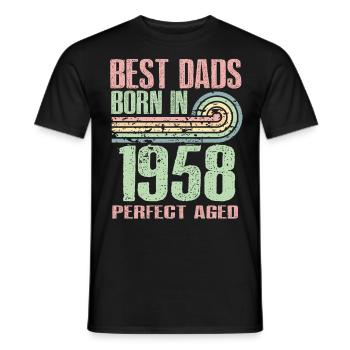 The best fathers were born in 1958, 65 years old, - Men's T-Shirt - black - Front - AI Model Male 178 light (178cm)