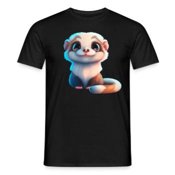 cute baby ferret - Men's T-Shirt - black - Front - AI Model Male 178 light (178cm)