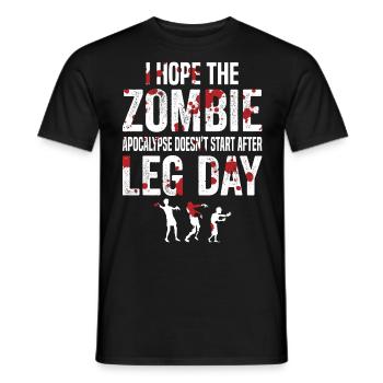 Funny Zombie Leg Day For Gym Lover - Men's T-Shirt - black - Front - AI Model Male 178 light (178cm)