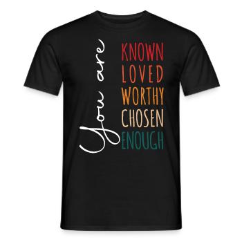 Chrétien positif disant que vous êtes aimé pour Christ - T-shirt homme - noir - Devant - AI Model Male 178 light (178cm)