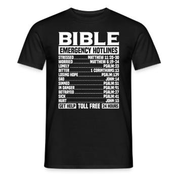 Bible Verse Emergency Numbers Christian Hotline Ps - Men's T-Shirt - black - Front - AI Model Male 178 light (178cm)