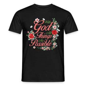 Jesus Christ Matthew 19:26 Christian Bible Verse - Männer T-Shirt - Schwarz - Vorne - AI Model Male 178 light (178cm)