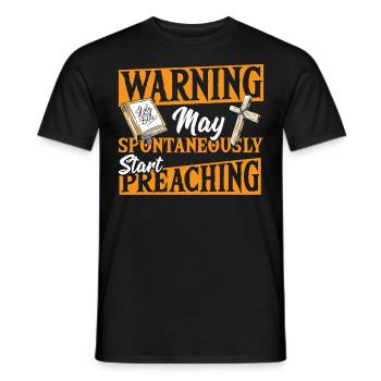 Warning May Spontaneously Start Preaching Pastor - Men's T-Shirt - black - Front - AI Model Male 178 light (178cm)