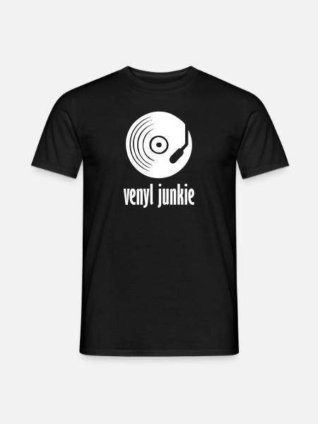 Venyl junkie - Männer T-Shirt - Schwarz