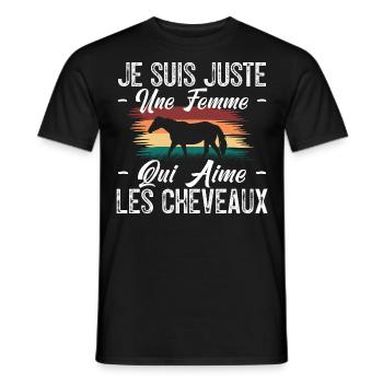 femme Chevallier - amoureuse des chevaux - Cheval. - T-shirt homme - noir - Devant - AI Model Male 178 light (178cm)