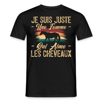 femme Chevallier - amoureuse des chevaux - Cheval. - T-shirt homme - noir - Devant - AI Model Male 178 light (178cm)