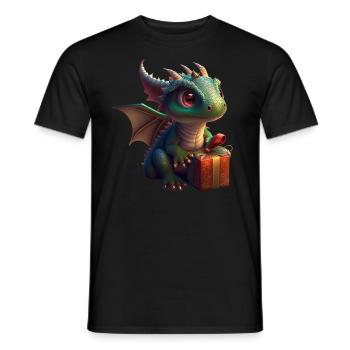 Bébé dragon avec cadeau - T-shirt homme - noir - Devant - AI Model Male 178 light (178cm)