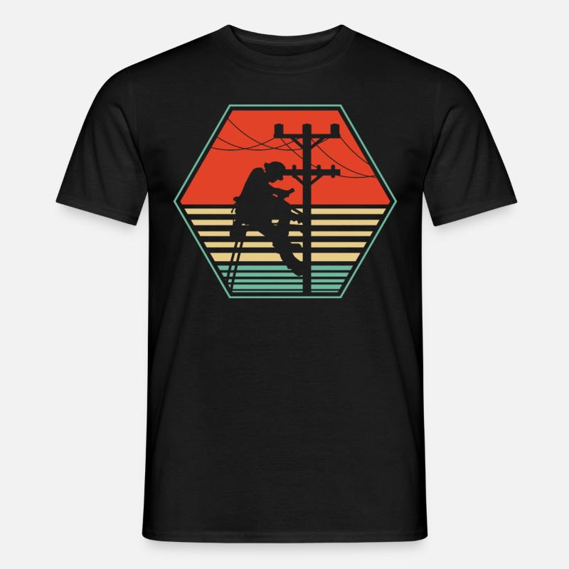 Retro Lineman For Lineman - Männer T-Shirt - Schwarz