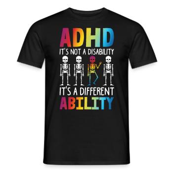 ADHD It's Not A Disability It's DIfferent Ability - Men's T-Shirt - black - Front - AI Model Male 178 light (178cm)