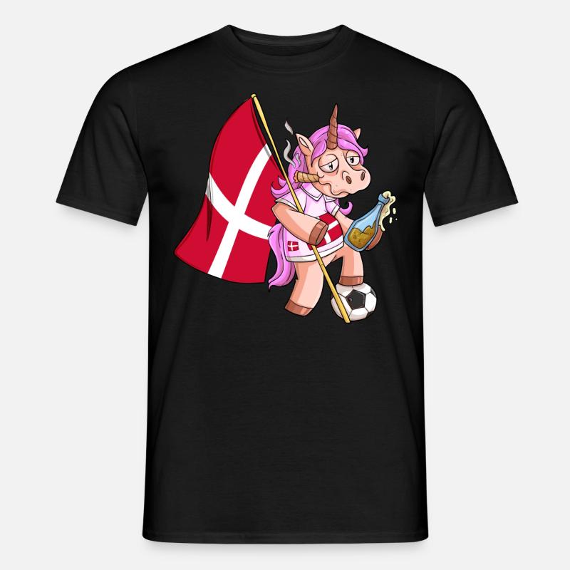Dänisches Party Einhorn - Männer T-Shirt - Schwarz