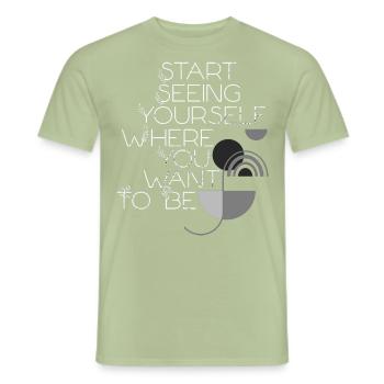 Mindset Commencez à voir votre futur Inspira géométrique - T-shirt homme - vert sauge - Devant - AI Model Male 178 light (178cm)