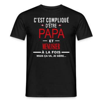 papa Et MENUISIER cadeau citation - T-shirt homme - noir - Devant - AI Model Male 178 light (178cm)