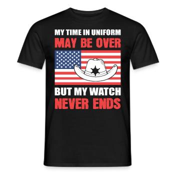 Ma montre ne finit jamais Police du shérif adjoint à la retraite - T-shirt homme - noir - Devant - AI Model Male 178 light (178cm)