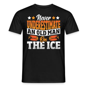 Never Underestimate An Old Man On The Ice Hockey - Men's T-Shirt - black - Front - AI Model Male 178 light (178cm)