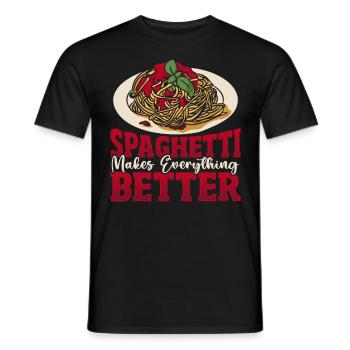 Spaghetti Makes Everything Better Italian Pasta - Men's T-Shirt - black - Front - AI Model Male 178 light (178cm)
