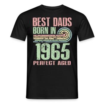 The best fathers were born in 1965, 58 years old, - Men's T-Shirt - black - Front - AI Model Male 178 light (178cm)