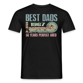 The best fathers were born in 1967, 56 years old, - Men's T-Shirt - black - Front - AI Model Male 178 light (178cm)
