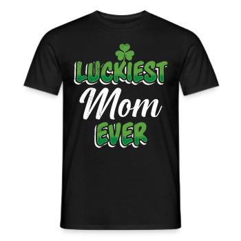La Saint-Patrick dit maman la plus chanceuse de tous les temps - T-shirt homme - noir - Devant - AI Model Male 178 light (178cm)