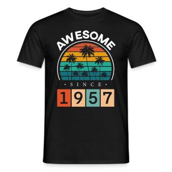 1957 Anniversaire Naissance Année de naissance millésime - T-shirt homme - noir - Devant - AI Model Male 178 light (178cm)