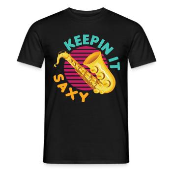 Keepin' It Saxy Funny For Saxophone Player - Men's T-Shirt - black - Front - AI Model Male 178 light (178cm)