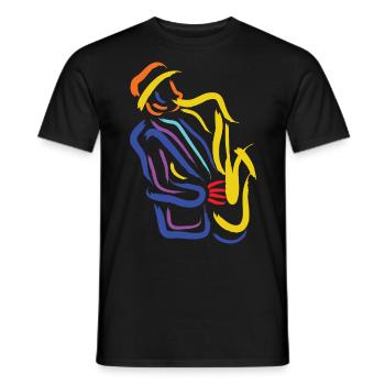 Saxophoniste abstrait Musicien de jazz - Pour saxophones - T-shirt homme - noir - Devant - AI Model Male 178 light (178cm)