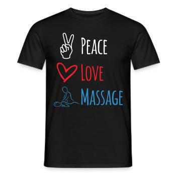 Peace Love Massage pour massothérapeute - T-shirt homme - noir - Devant - AI Model Male 178 light (178cm)