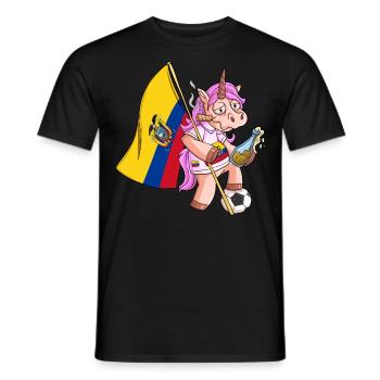 Ecuador Party Einhorn - Männer T-Shirt - Schwarz - Vorne - AI Model Male 178 light (178cm)