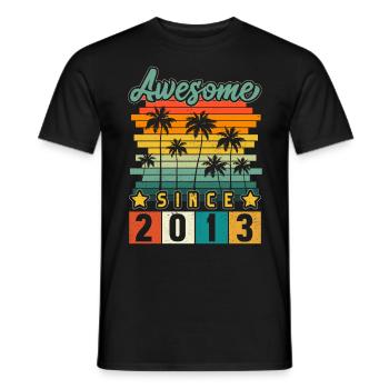 2013 Anniversaire Né Année de naissance millésime - T-shirt homme - noir - Devant - AI Model Male 178 light (178cm)