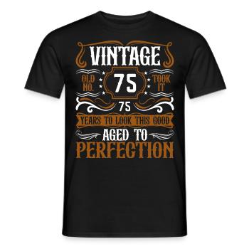 75th Birthday Vintage Retro - Men's T-Shirt - black - Front - AI Model Male 178 light (178cm)