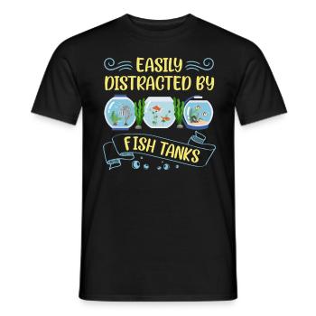 Facilement distrait par l’aquarium aquatique amusant - T-shirt homme - noir - Devant - AI Model Male 178 light (178cm)
