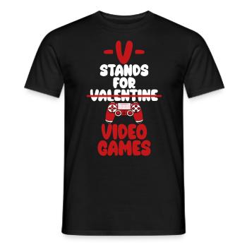 V stands for video games men children boys - Men's T-Shirt - black - Front - AI Model Male 178 light (178cm)