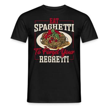 Eat Spaghetti To Forget Your Regretti Pasta - Men's T-Shirt - black - Front - AI Model Male 178 light (178cm)