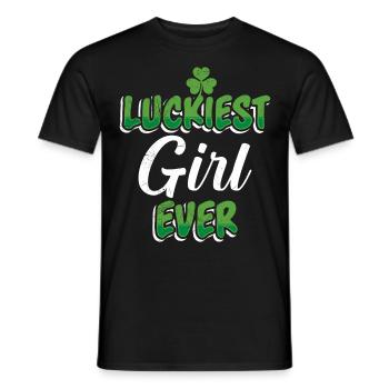 La Saint-Patrick dit la fille la plus chanceuse de tous les temps - T-shirt homme - noir - Devant - AI Model Male 178 light (178cm)
