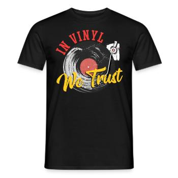 Dans le vinyle, nous faisons confiance à la collection de disques vinyles - T-shirt homme - noir - Devant - AI Model Male 178 light (178cm)