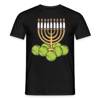 Hanukkah Tennis Jewish Menorah Candles - Men's T-Shirt - black - Front - AI Model Male 178 light (178cm)