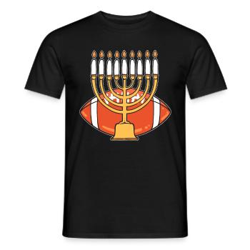 Hanukkah American Football Jewish Menorah Candles - Men's T-Shirt - black - Front - AI Model Male 178 light (178cm)