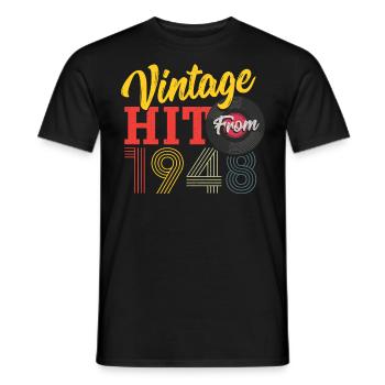 Vintage Hit From 1948 Vinyl Record Collecting - Men's T-Shirt - black - Front - AI Model Male 178 light (178cm)